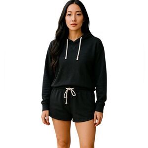 Black Hoodie and Shorts Set